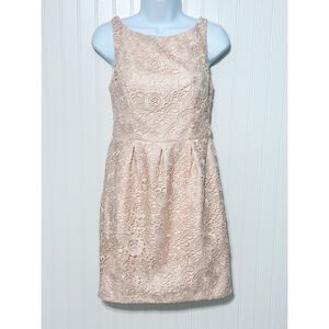 Aidan Aidan Mattox Sleeveless Lace Sheath Dress Open‎ Back Light Pink Size 4